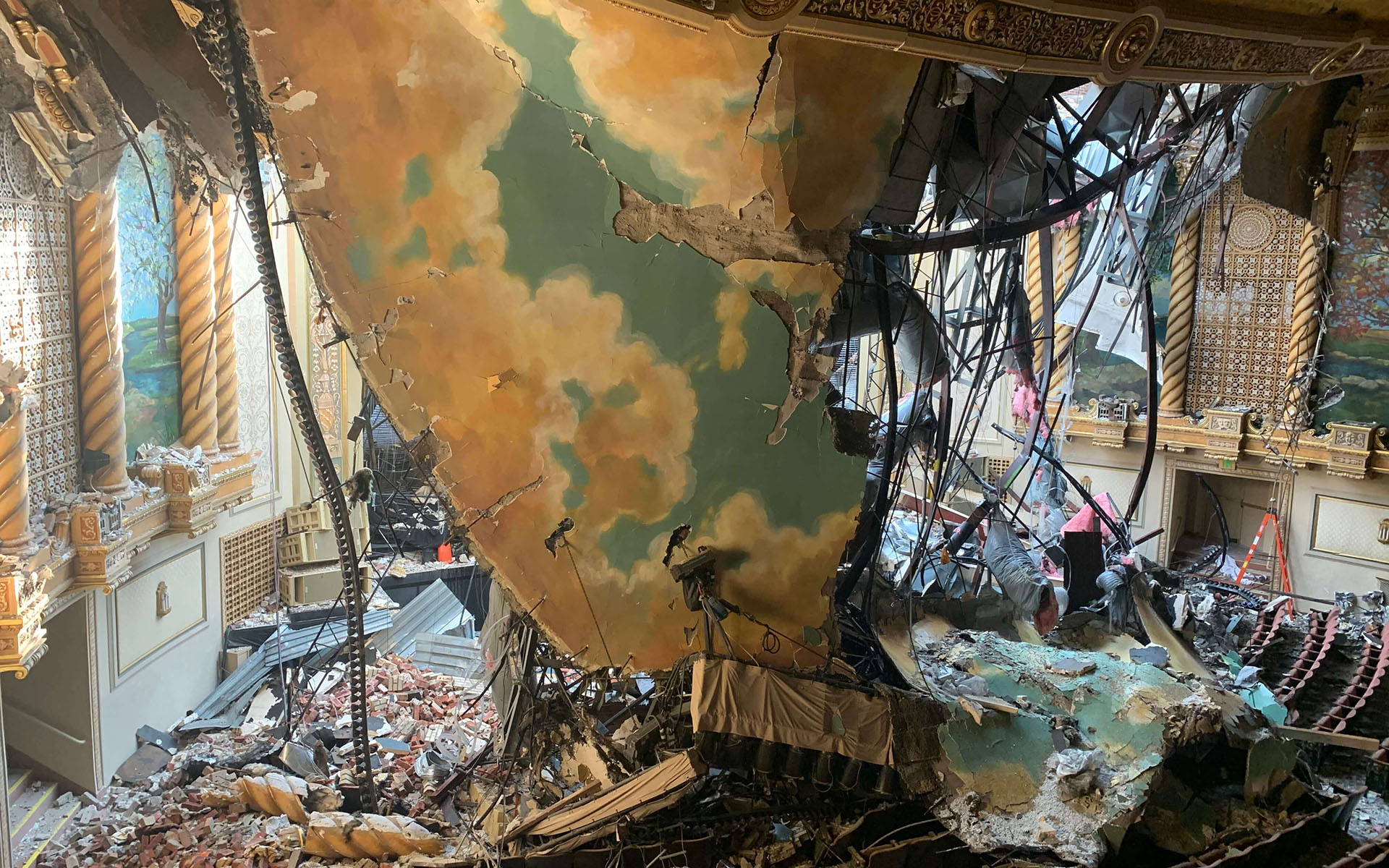 Image showing collapsed decorated roof into Theatre